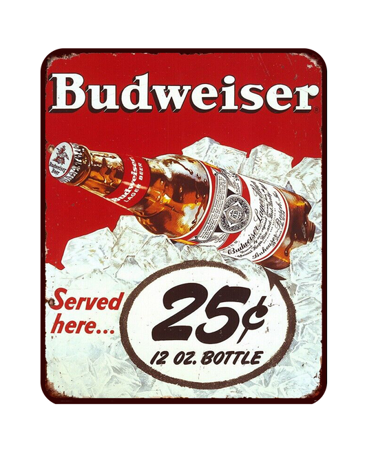 Man Cave - Garage - Bar, SIGNS. Budweiser served here.