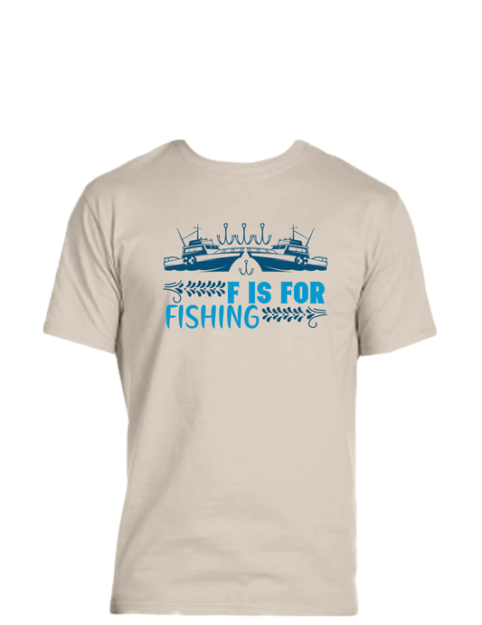 Short sleeve T-shirt UNISEX - 50%COTTON 50% POLYESTER. Enjoy Life. F is for FISHING.