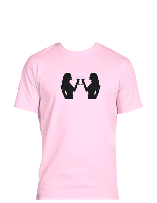 ENJOY LIFE T-SHIRT 100% PRESHRUNK COTTON- ENJOY LIFE. GIRLS TOASTING.