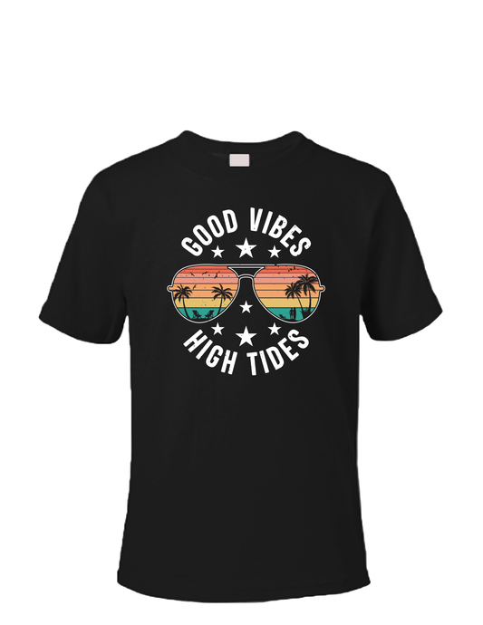 Short sleeve T-shirt UNISEX - 50%COTTON 50% POLYESTER. Enjoy Life. GOOD VIBES HIGH TIDES