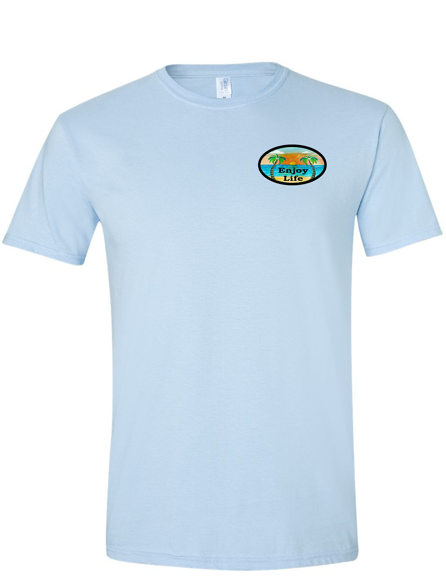 ENJOY LIFE T-SHIRT 100% PRESHRUNK COTTON- ENJOY LIFE BEACH SETTING.