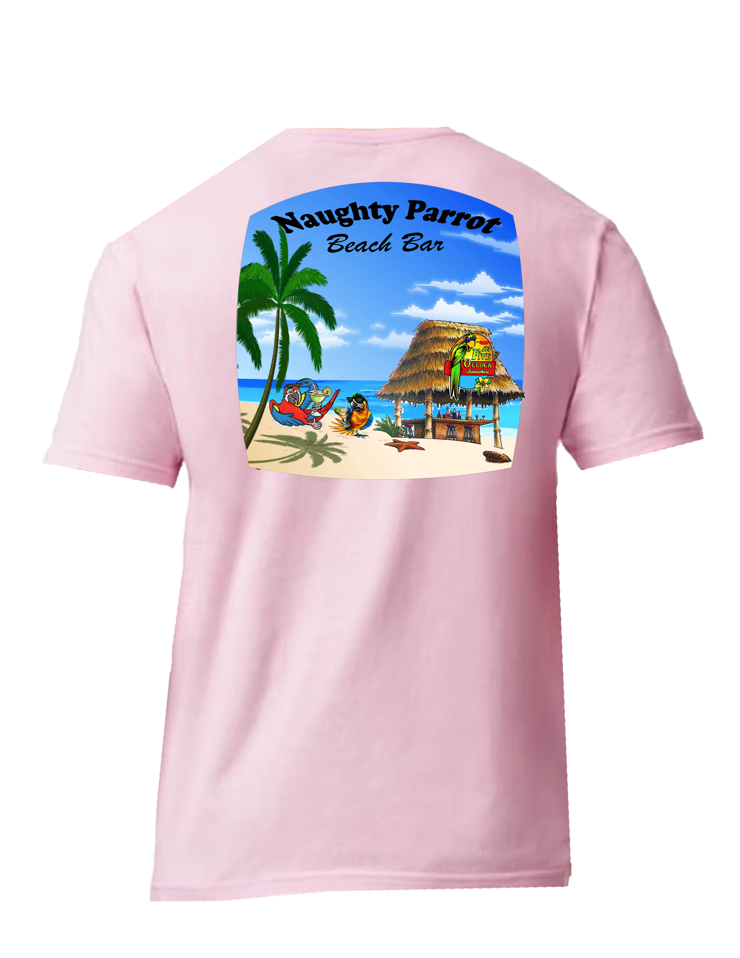 ENJOY LIFE T-SHIRT 100% PRESHRUNK COTTON- ENJOY LIFE. NAUGHTY PARROT BEACH BAR.