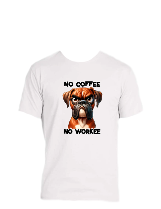 Short sleeve T-shirt UNISEX - 50%COTTON 50% POLYESTER. NO COFFEE NO WORKEE.