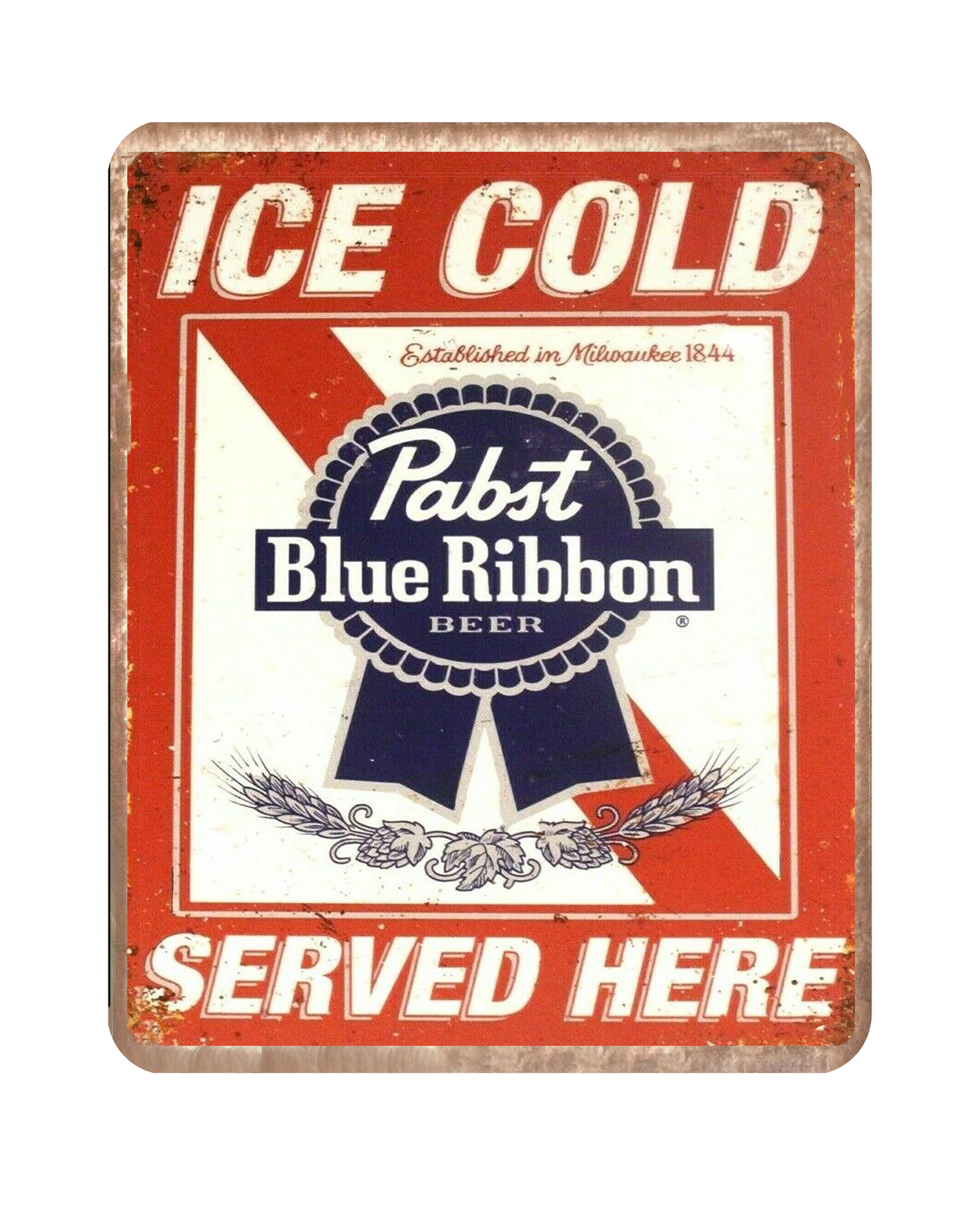 Man Cave - Garage - Bar, SIGNS. Ice Cold Pabst Blue Ribbon served here.