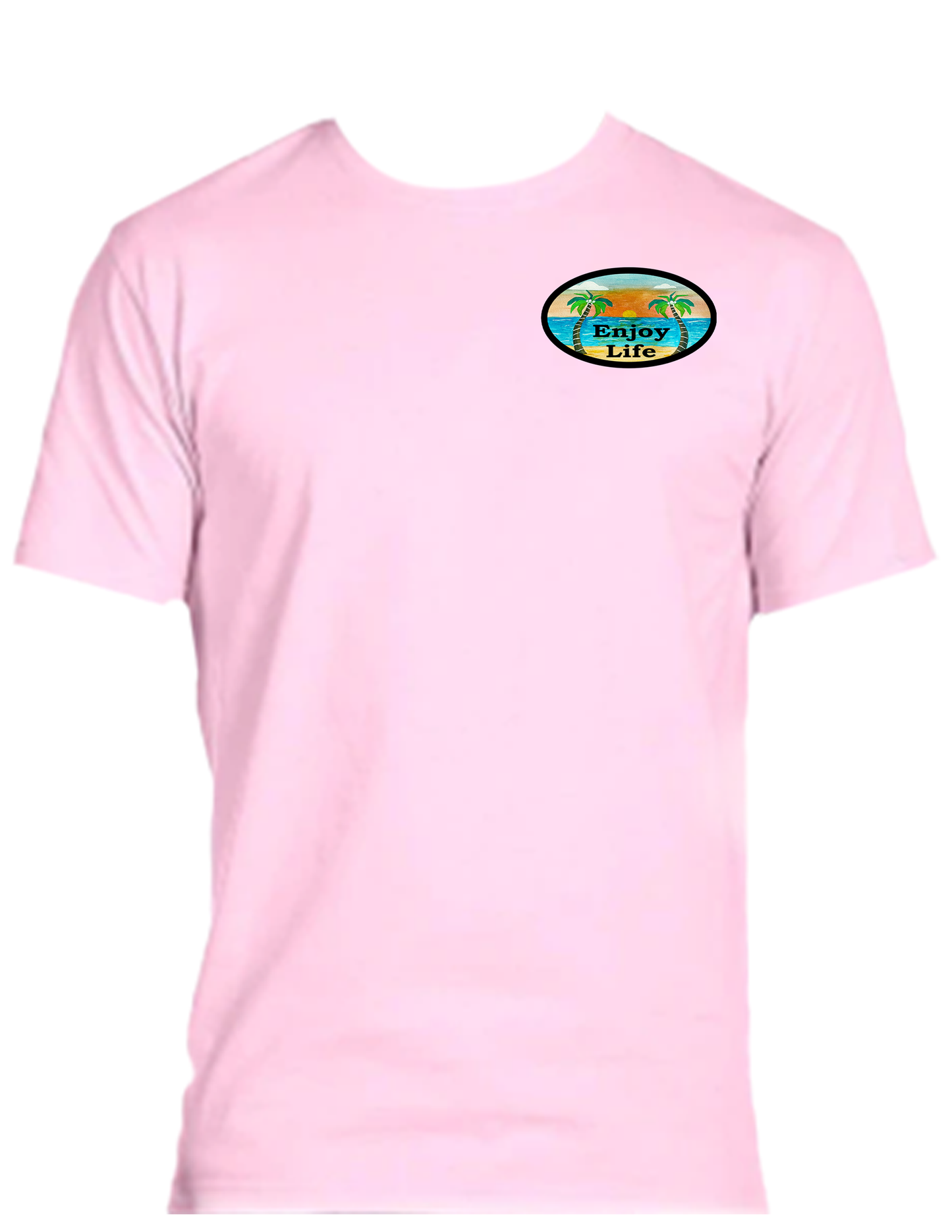 ENJOY LIFE T-SHIRT 100% PRESHRUNK COTTON- ENJOY LIFE BEACH SETTING.