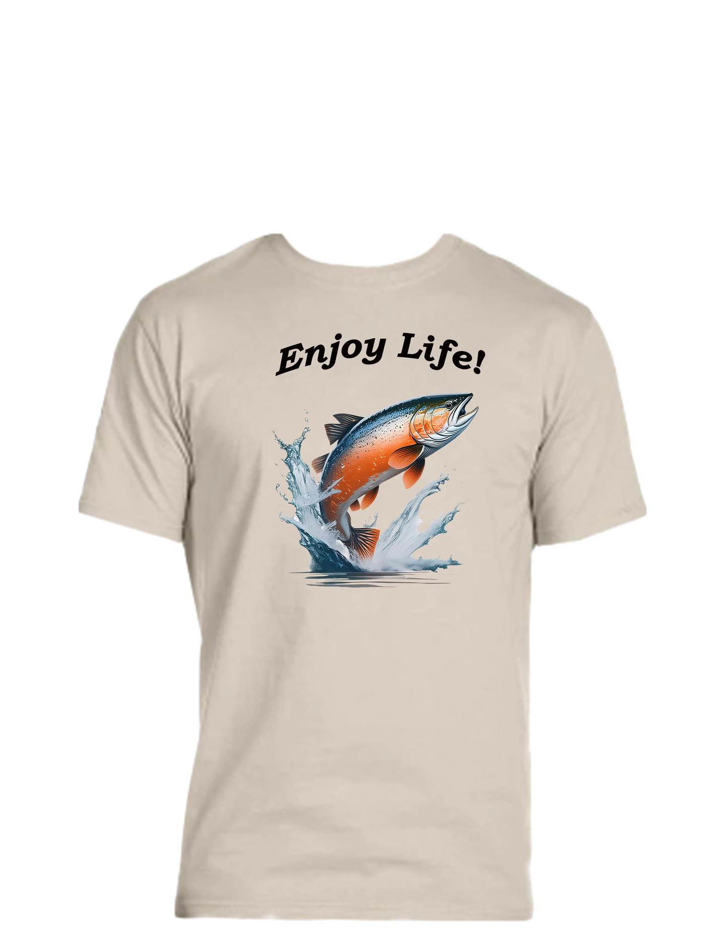 Short sleeve T-shirt UNISEX - 50%COTTON 50% POLYESTER. Enjoy Life. SALMON SHIRT.