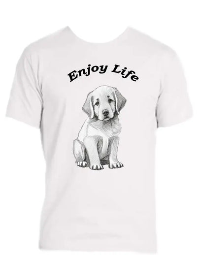 Enjoy Life T-shirt 100% Preshrunk Cotton-golden Lab Pup