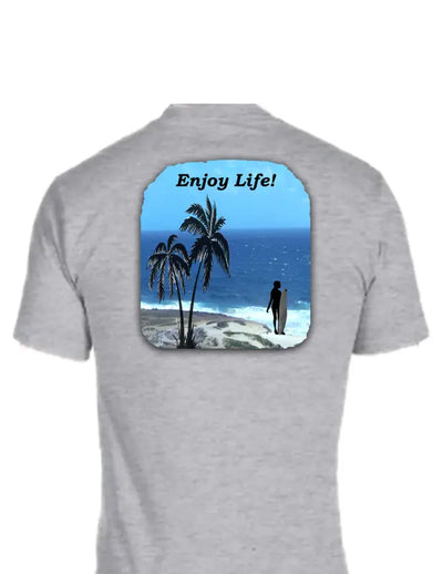 Enjoy Life T-shirt 50/50 Cot/poly - Caribbean Scene - 50%
