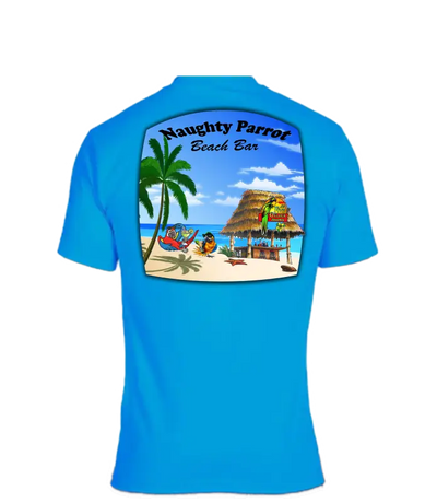 Enjoy Life T-shirt 50/50 Cot/poly-naughty Parrot Beach Bar