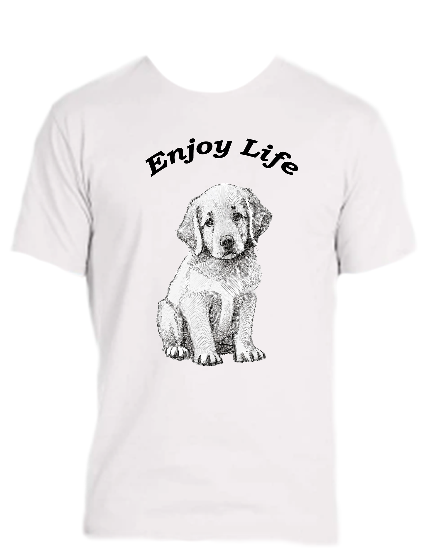 ENJOY LIFE T-SHIRT 100% PRESHRUNK COTTON- ENJOY LIFE GOLDEN LAB PUP SKETCH